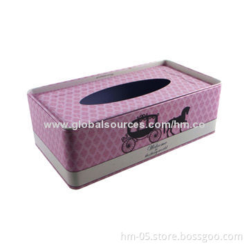Tissue tin box, ideal for packing paper or promotional items, customized designs are accepted